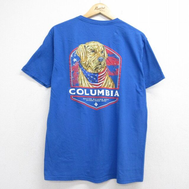 コロンビア 半袖Tシャツ 犬 ブルー メンズL相当 | 古着