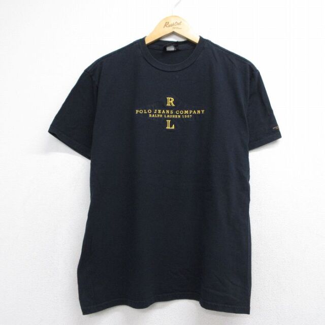 ラルフローレン 半袖Tシャツ ビッグロゴ刺繍 ブラック メンズL相当 | 古着