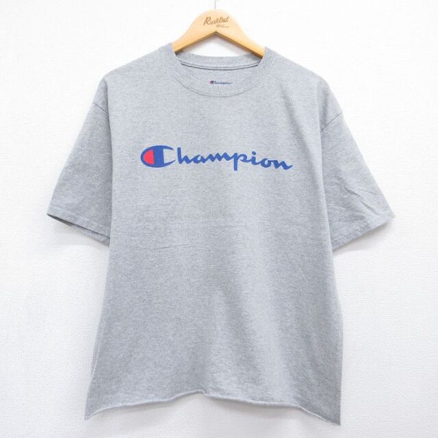 チャンピオン 半袖Tシャツ ビッグロゴ グレー メンズXL相当 | 古着