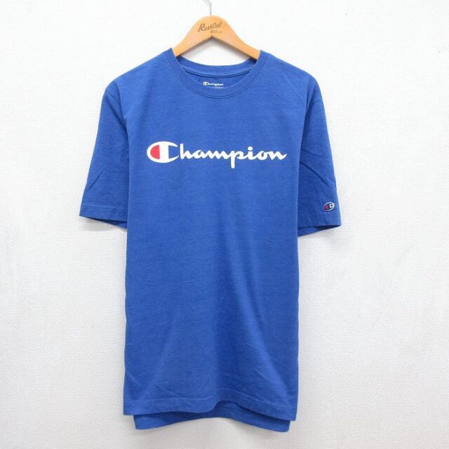チャンピオン 半袖Tシャツ ビッグロゴ ブルー メンズXL相当 | 古着