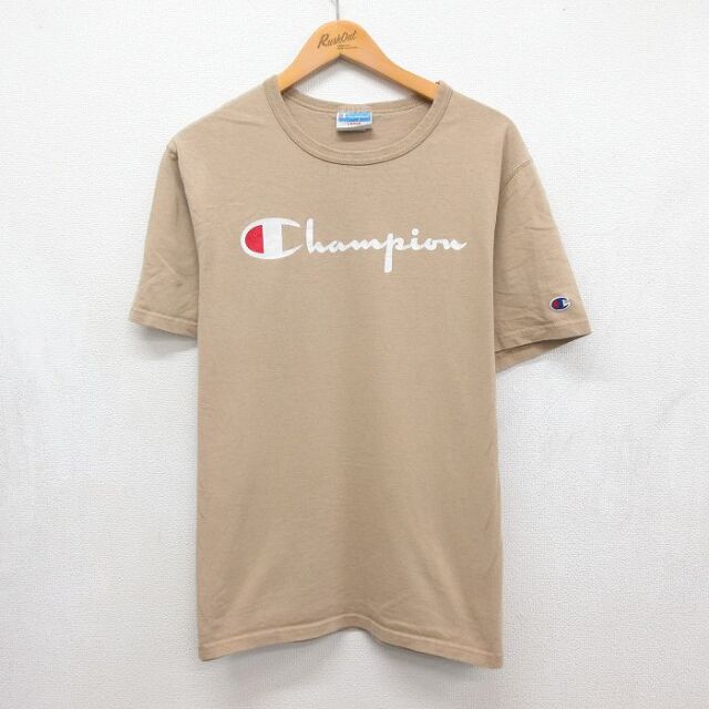 チャンピオン 半袖Tシャツ ビッグロゴ ベージュ メンズL相当 | 古着