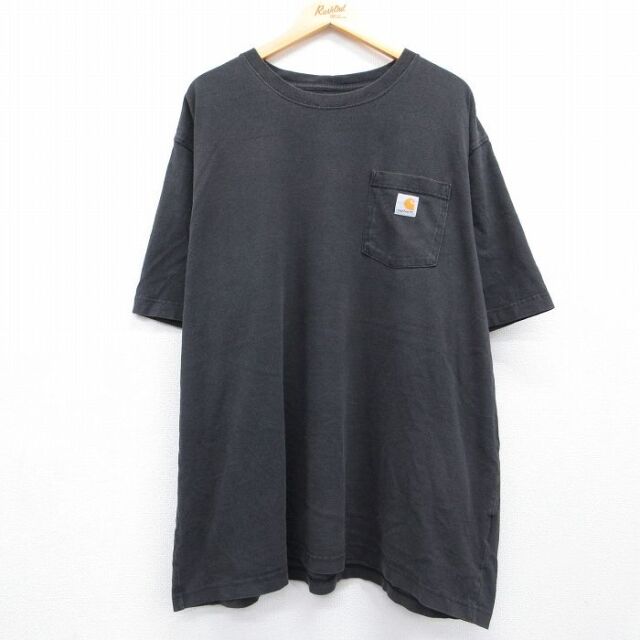 カーハート 半袖Tシャツ 胸ポケット付き ブラック メンズXL相当 | 古着