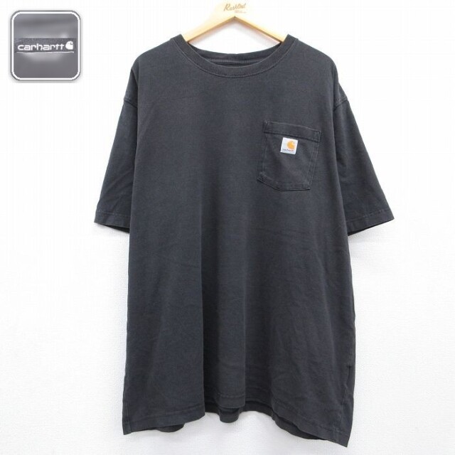 カーハート 半袖Tシャツ 胸ポケット付き ブラック メンズXL相当 | 古着