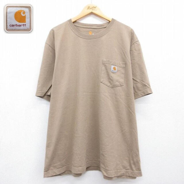 カーハート 半袖Tシャツ 胸ポケット付き ベージュ メンズXL相当 | 古着