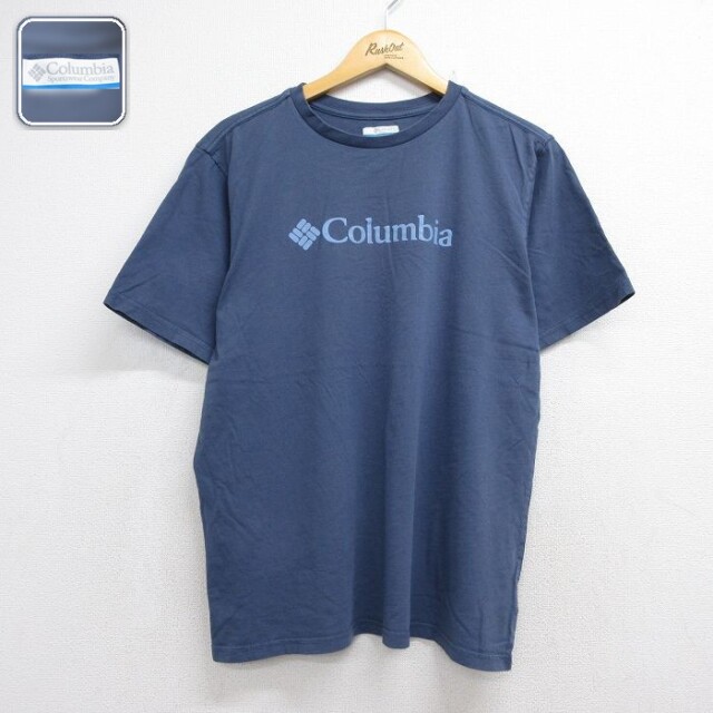 コロンビア 半袖Tシャツ ビッグロゴ ネイビー メンズXL相当 | 古着