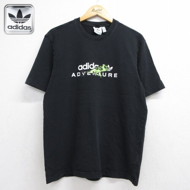 アディダス 半袖Tシャツ ビッグロゴ トレフォイル ブラック メンズL相当 | 古着