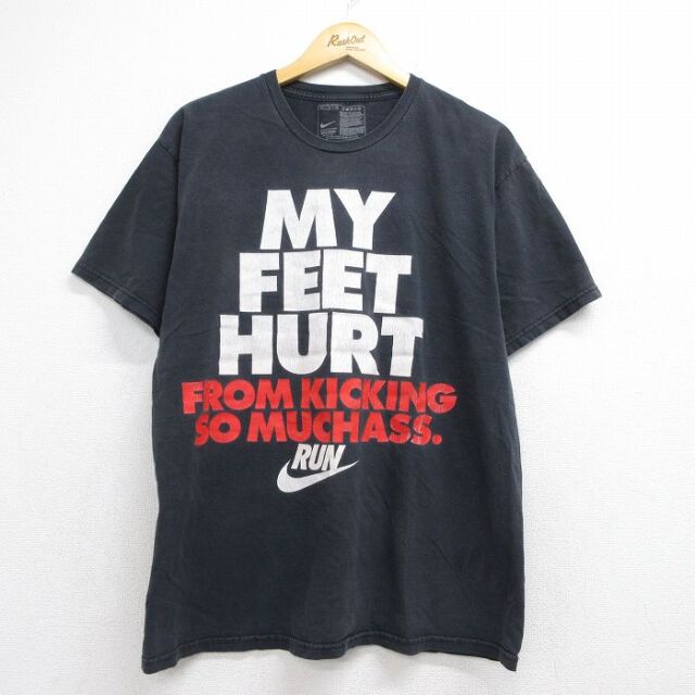 ナイキ 半袖Tシャツ MY FEET HURTプリント ブラック メンズXL相当 | 古着