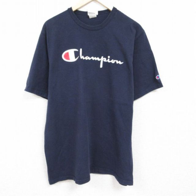 【50%OFF】チャンピオン 半袖Tシャツ ビッグロゴ ネイビー XL | 古着