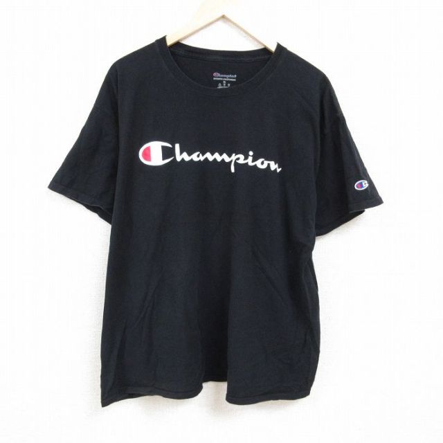 【50%OFF】チャンピオン 半袖Tシャツ ビッグロゴ ブラック XL | 古着