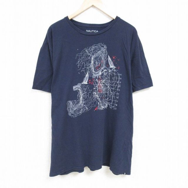 【50%OFF】ノーティカ 半袖Tシャツ 海図 ネイビー XL | 古着