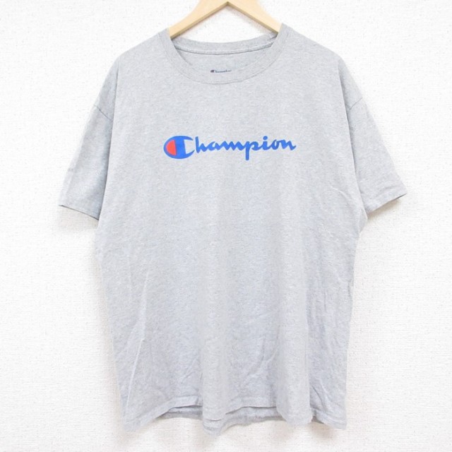 【50%OFF】チャンピオン 半袖Tシャツ ビッグロゴ グレー XL | 古着