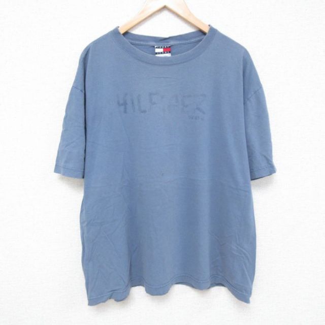 【50%OFF】トミーヒルフィガー 90s 半袖Tシャツ ビッグロゴ ブルー XL | 古着