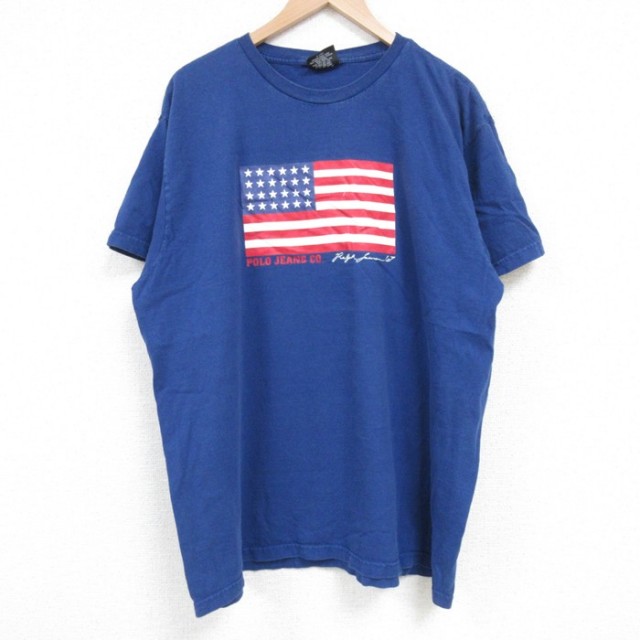 ラルフローレン 半袖Tシャツ 星条旗 ネイビー XL | 古着