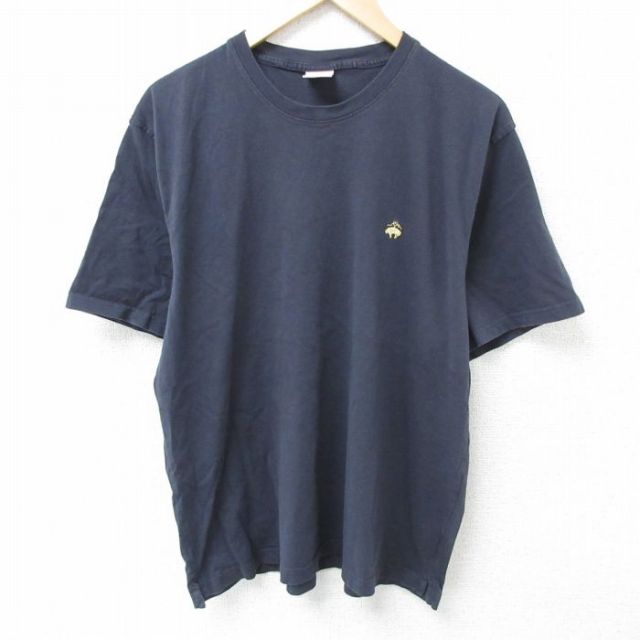 XL★古着 ブルックスブラザーズ BROOKS BROTHERS 半袖 ブランド Tシャツ メンズ コットン クルーネック 黒 ブラック 25may15 中古