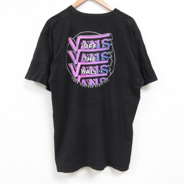 XL★古着 バンズ VANS 半袖 ブランド Tシャツ メンズ ビッグロゴ クルーネック 黒 ブラック 25jun04 中古