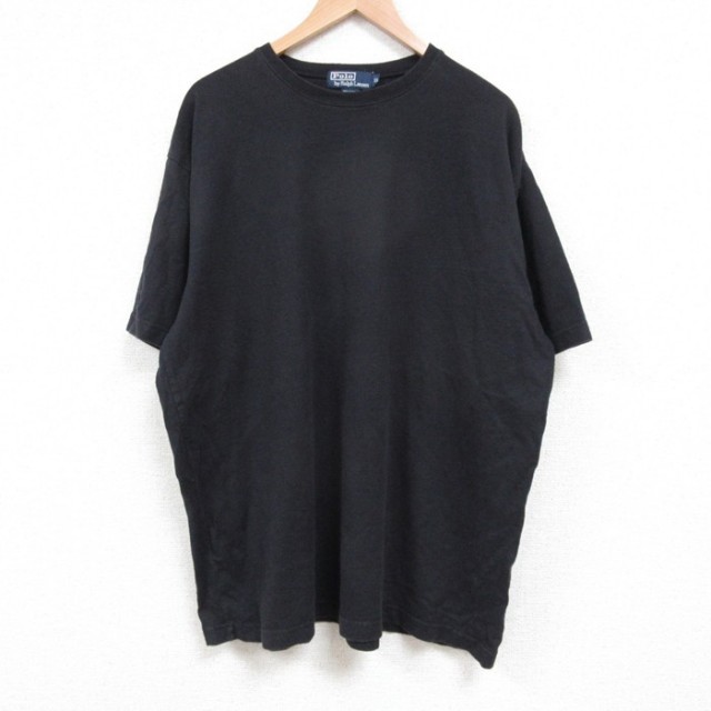 XL★古着 ラルフローレン Ralph Lauren 半袖 ブランド Tシャツ メンズ 90年代 90s 無地 大きいサイズ クルーネック 黒 ブラック 【spe】 25jun04 中古