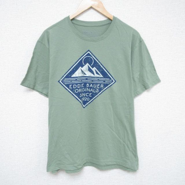 XL★古着 エディーバウアー 半袖 ブランド Tシャツ メンズ 大きいサイズ クルーネック 薄緑 グリーン 25jun06 中古