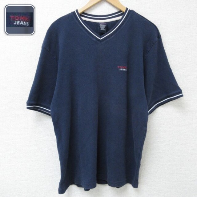 【50%OFF】トミーヒルフィガー 半袖Tシャツ ワンポイントロゴ ネイビー XL | 古着