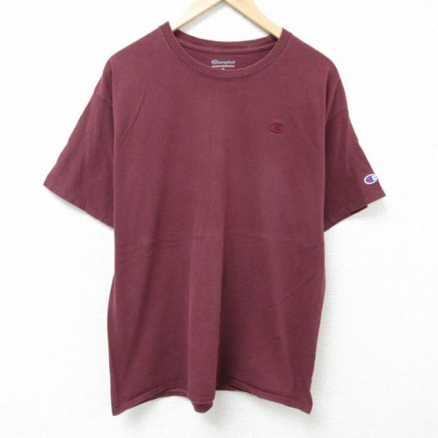 【50%OFF】チャンピオン 半袖Tシャツ ワンポイントロゴ バーガンディ XL | 古着