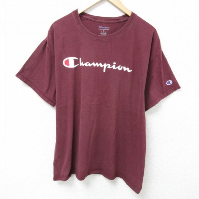 XL★古着 チャンピオン champion 半袖 ブランド Tシャツ メンズ ビッグロゴ クルーネック エンジ 25may26 中古