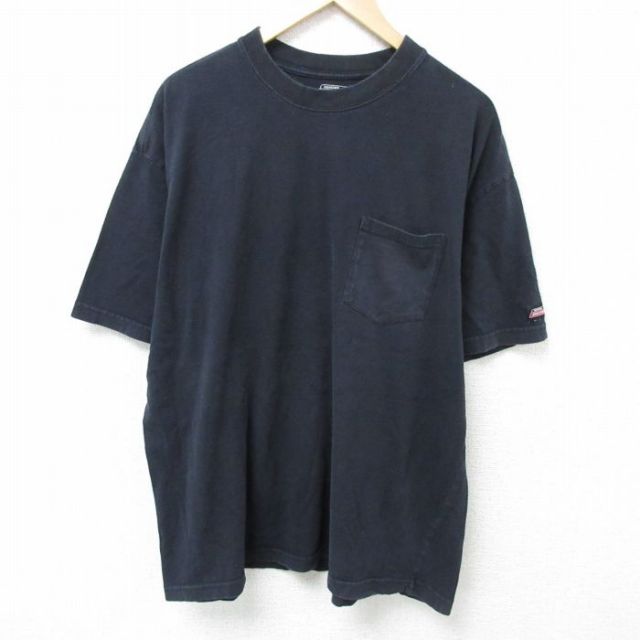 XL★古着 ディッキーズ Dickies 半袖 ブランド Tシャツ メンズ 無地 胸ポケット付き 大きいサイズ コットン クルーネック 黒 ブラック 25may26 中古