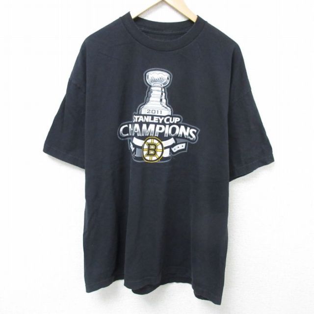 【50%OFF】リーボック XL 半袖Tシャツ NHL ボストンブルーインズ ブラック | 古着
