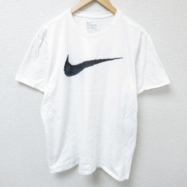 XL★古着 ナイキ NIKE 半袖 ブランド Tシャツ メンズ ビッグロゴ 大きいサイズ クルーネック 白 ホワイト 25jun09 中古