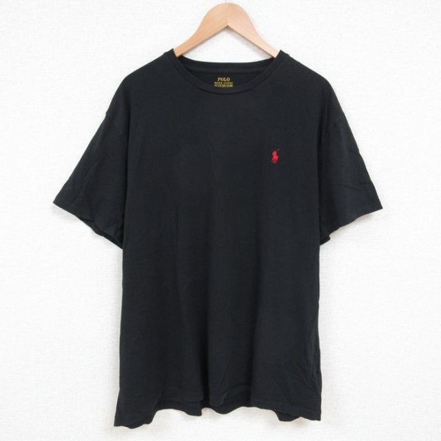 XL★古着 ラルフローレン Ralph Lauren 半袖 ブランド Tシャツ メンズ ワンポイントロゴ 大きいサイズ コットン クルーネック 黒 ブラック 25jun10 中古