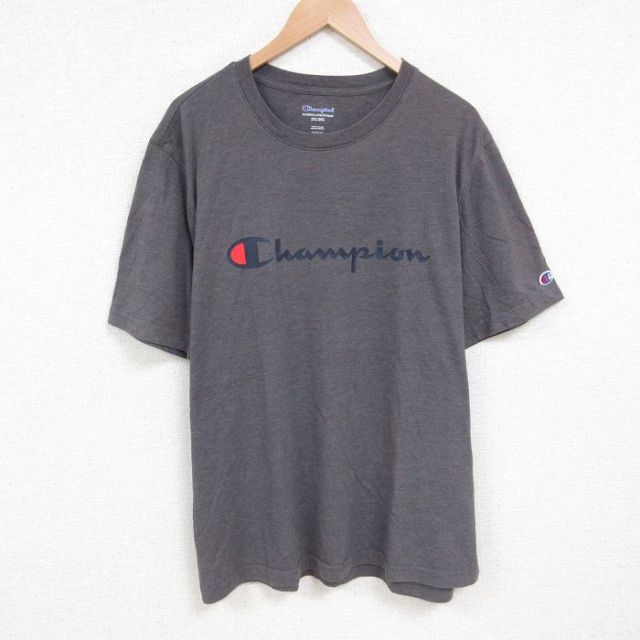 チャンピオン 半袖Tシャツ ビッグロゴ グレー霜降り XL | 古着