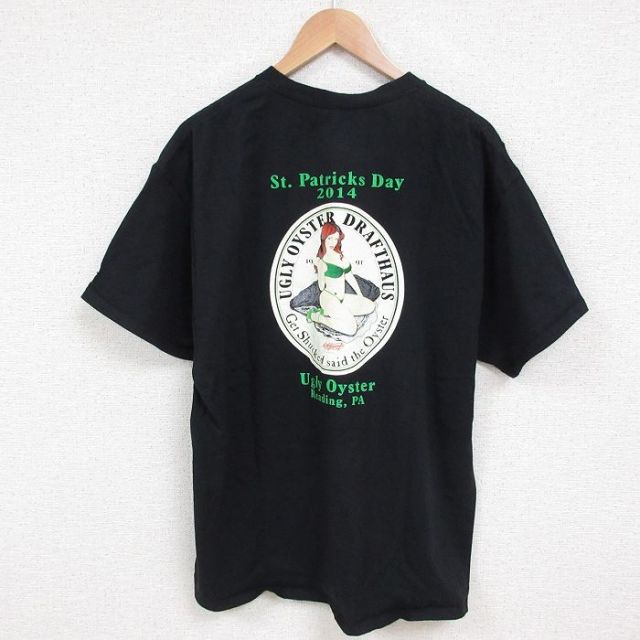 XL★古着 チャンピオン champion 半袖 ブランド Tシャツ メンズ オイスター クルーネック 黒 ブラック 25jun10 中古