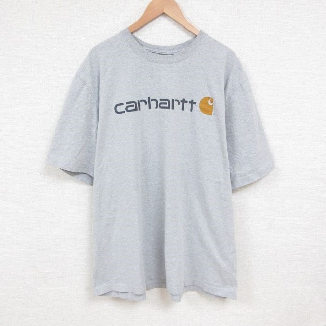 【50%OFF】XL★古着 カーハート Carhartt 半袖 ブランド Tシャツ メンズ ビッグロゴ 大きいサイズ クルーネック グレー 霜降り 【spe】 25jun10 中古