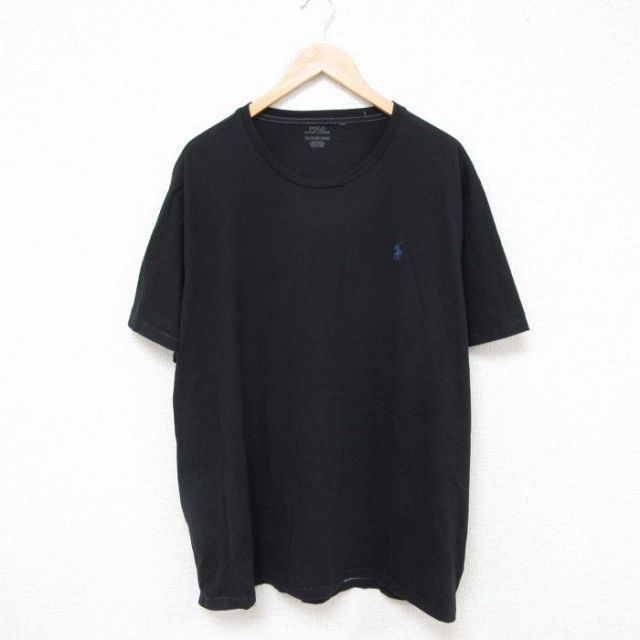 XL★古着 ラルフローレン Ralph Lauren 半袖 ブランド Tシャツ メンズ ワンポイントロゴ 大きいサイズ コットン クルーネック 黒 ブラック 25jun18 中古