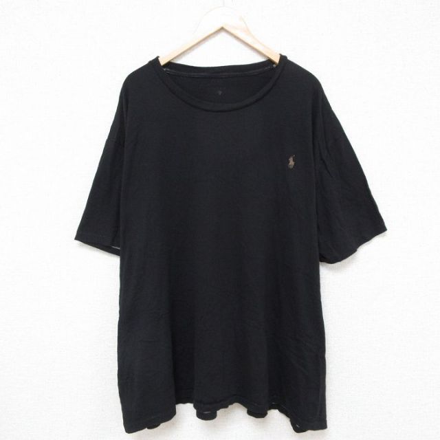 XL★古着 ラルフローレン Ralph Lauren 半袖 ブランド Tシャツ メンズ ワンポイントロゴ 大きいサイズ コットン クルーネック 黒 ブラック 25jun18 中古