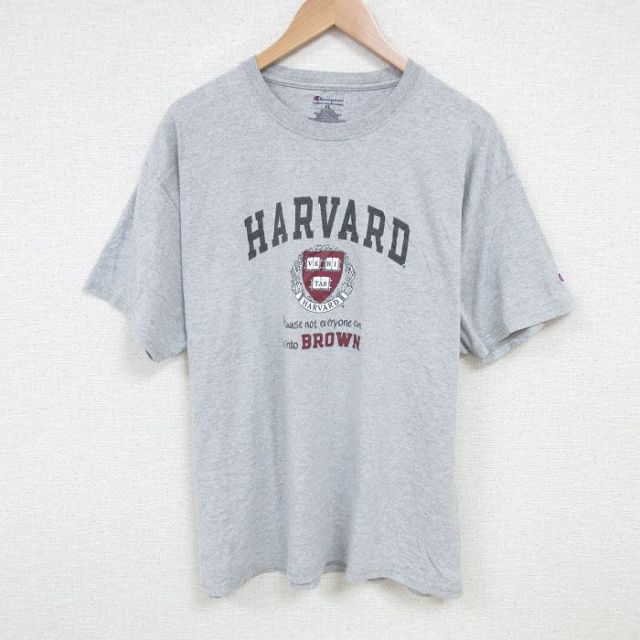 L★古着 チャンピオン champion 半袖 ブランド Tシャツ メンズ ハーバード クルーネック グレー 霜降り 25jun19 中古