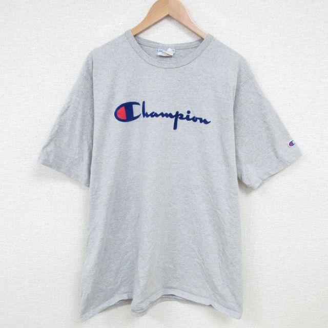 チャンピオン 半袖Tシャツ ビッグロゴ グレー XL | 古着
