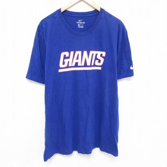 XL★古着 ナイキ NIKE 半袖 ブランド Tシャツ NFL ニューヨークジャインアツ メンズ 大きいサイズ クルーネック 青 ブルー アメフト スーパーボウル 25jun19 中古