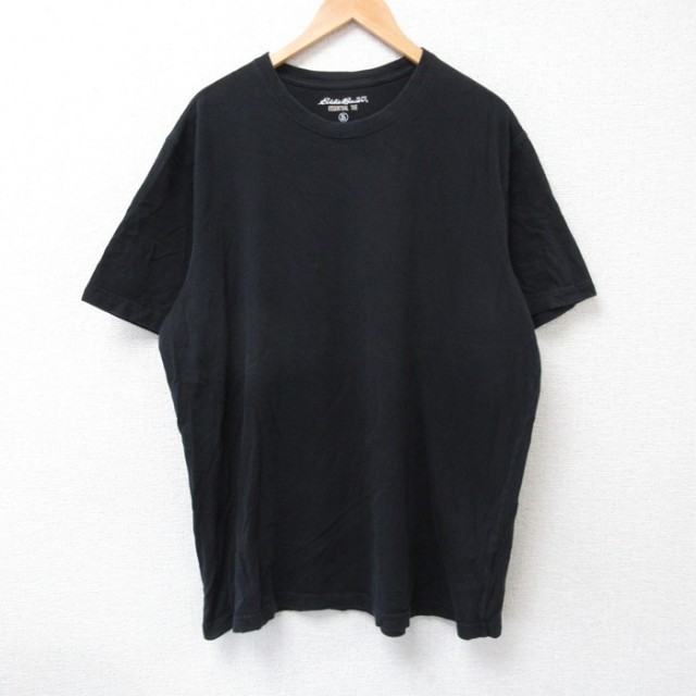 XL★古着 エディーバウアー 半袖 ブランド Tシャツ メンズ 無地 大きいサイズ コットン クルーネック 黒 ブラック 25jul18 中古