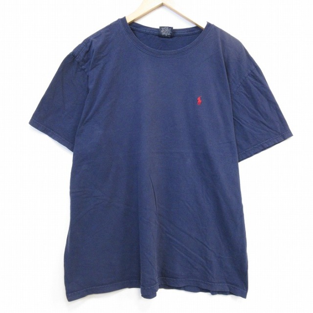 ラルフローレン 90s 半袖Tシャツ ワンポイントロゴ ネイビー メンズXL相当 | 古着