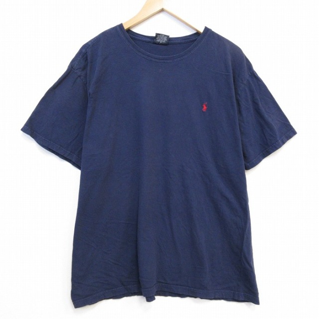ラルフローレン 90s 半袖Tシャツ ワンポイントロゴ ネイビー メンズXL相当 | 古着