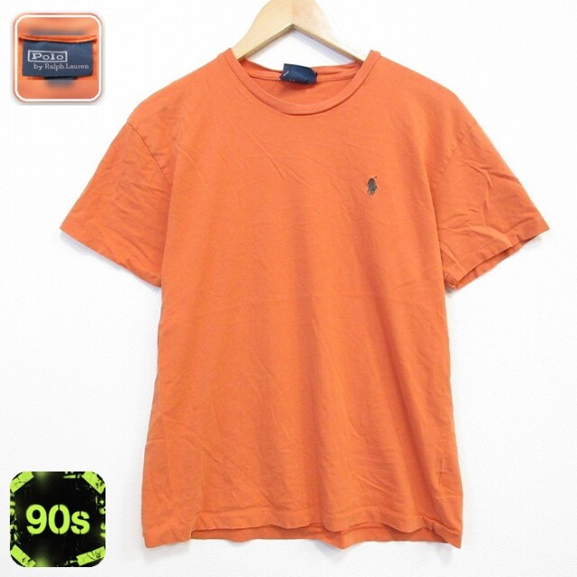 ラルフローレン 90s 半袖Tシャツ ワンポイントロゴ オレンジ メンズM相当 | 古着