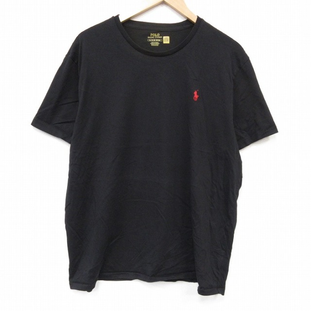 XL★古着 ラルフローレン 半袖 ブランド Tシャツ メンズ ワンポイントロゴ 大きいサイズ コットン クルーネック ブラック 26jul06