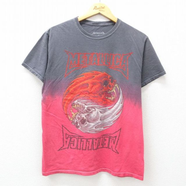 M★古着 半袖 ロック バンド Tシャツ メンズ メタリカ パスヘッド コットン クルーネック グレー他 タイダイ 25apr17 中古