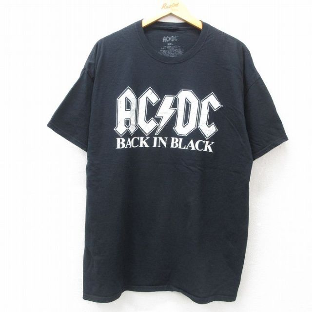 XL★古着 半袖 ロック バンド Tシャツ メンズ AC/DC 大きいサイズ コットン クルーネック 黒 ブラック 25apr17 中古