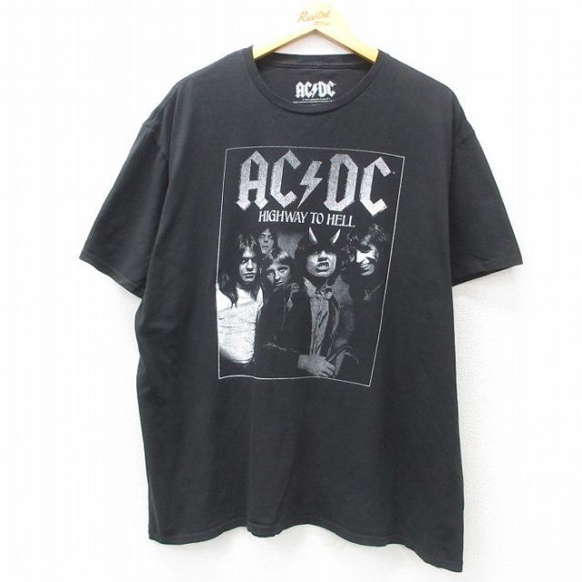 XL★古着 半袖 ロック バンド Tシャツ メンズ AC/DC 大きいサイズ コットン クルーネック 黒 ブラック 25apr17 中古