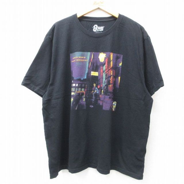XL★古着 ラッキーブランド Lucky Brand 半袖 ロック バンド Tシャツ メンズ デヴィッドボウイ デビッドボウイ 大きいサイズ コットン クルーネック 黒 ブラック 25apr17 中古