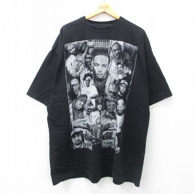 XL★古着 半袖 ヒップホップ ラップ Tシャツ メンズ ノトーリアスBIG 大きいサイズ ロング丈 コットン クルーネック 黒 ブラック 25apr17 中古