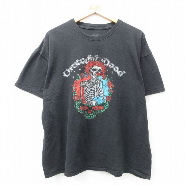 XL★古着 半袖 ロック バンド Tシャツ メンズ グレイトフルデッド 大きいサイズ クルーネック 黒 ブラック 25apr17 中古