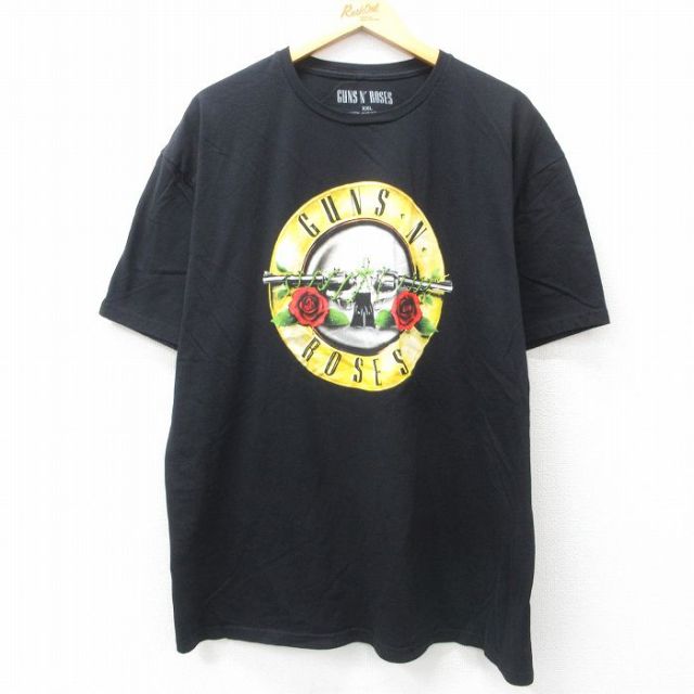 XL★古着 半袖 ロック バンド Tシャツ メンズ ガンズアンドローゼズ 大きいサイズ コットン クルーネック 黒 ブラック 25apr17 中古