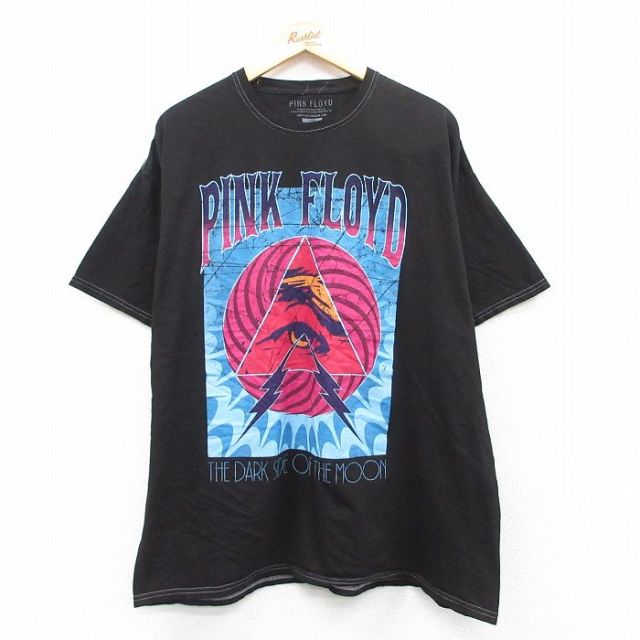 XL★古着 半袖 ロック バンド Tシャツ メンズ ピンクフロイド 大きいサイズ コットン クルーネック 黒 ブラック 25may10 中古