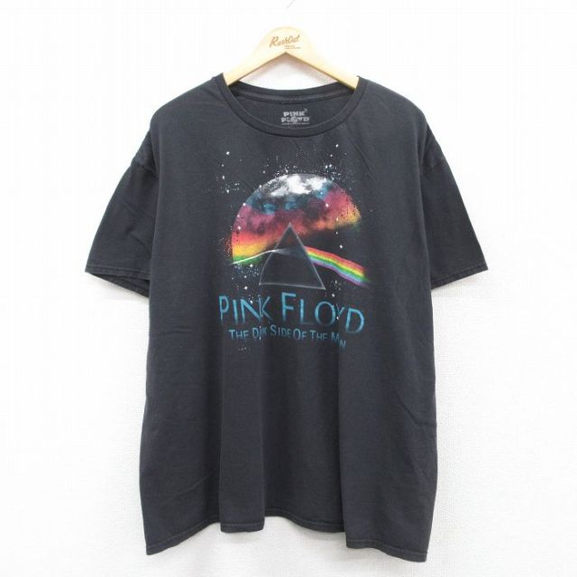 XL★古着 半袖 ロック バンド Tシャツ メンズ ピンクフロイド 大きいサイズ コットン クルーネック 黒 ブラック 25may10 中古
